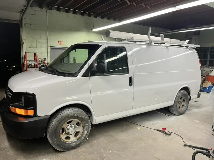 Work van in the shop for repair, brought in from Garfield Heights