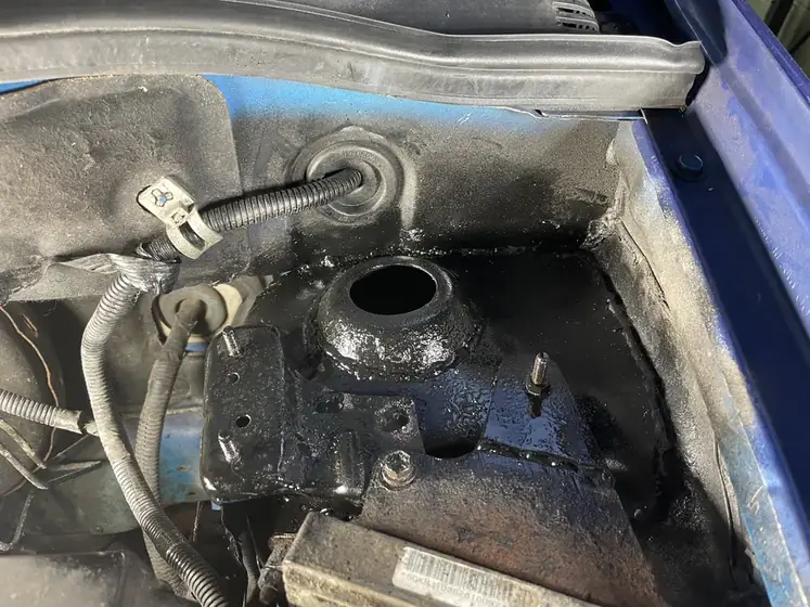 Suspension mounting area during repair
