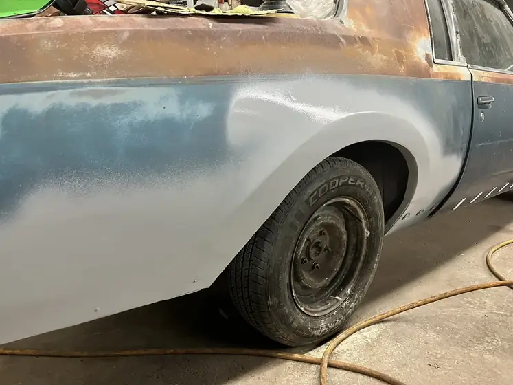 Vintage vehicle in the shop during metalwork