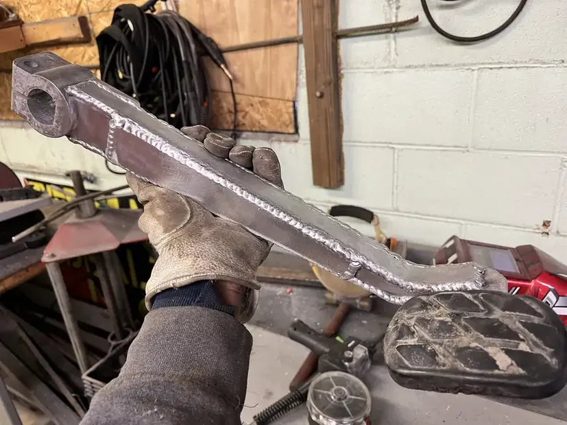 Aluminum component on the bench before welding
