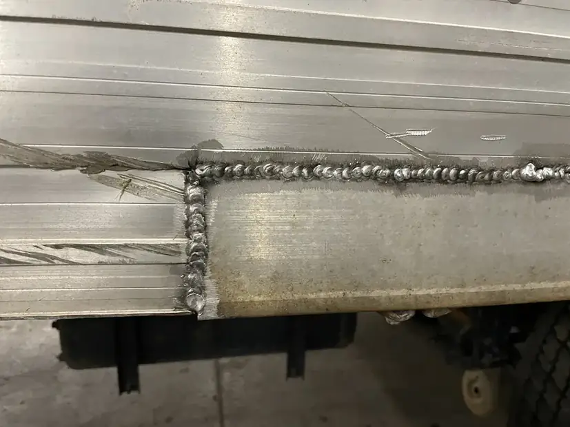 Weld bead running the length of an aluminum seam