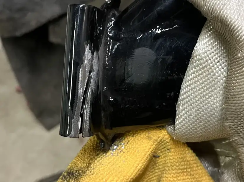 Welding repair in progress on the bench
