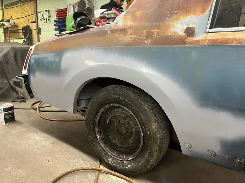 Vintage vehicle in the shop during metalwork