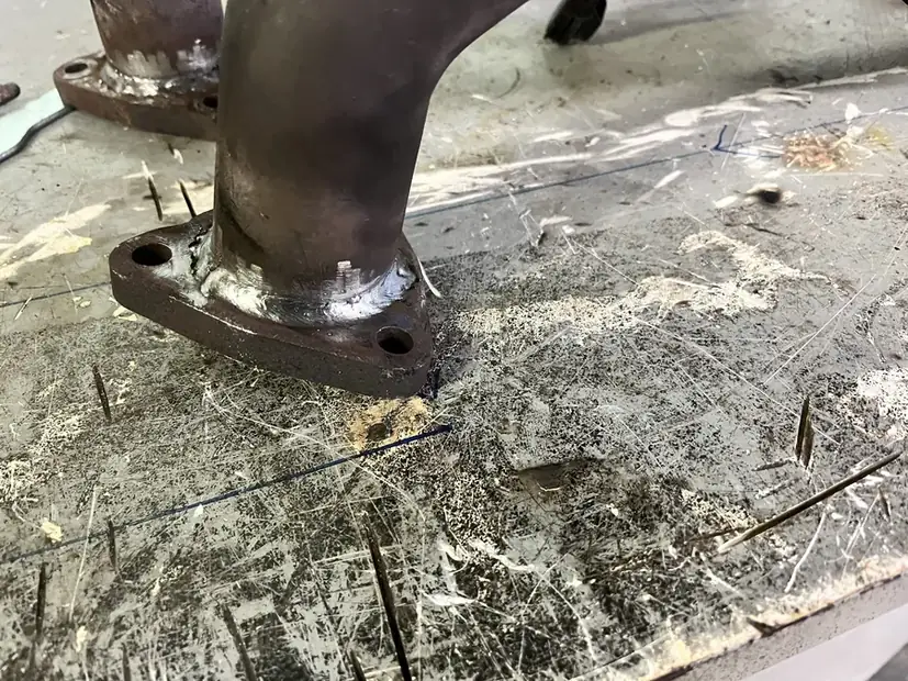 Exhaust manifold section on the shop floor