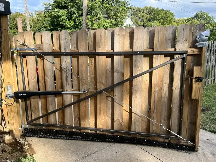 Fabricated gate frame fitted and hung