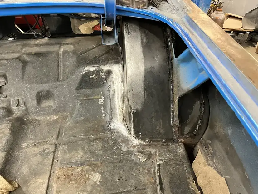 Inner fender and cowl area during repair