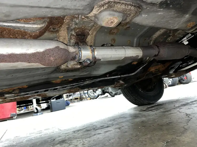 Exhaust run inspected from underneath