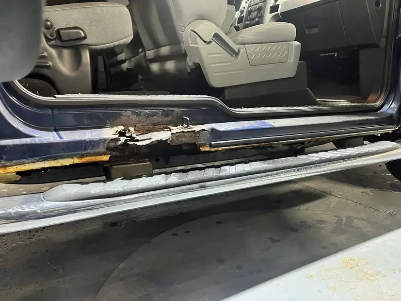 Body panel edge repaired and dressed back