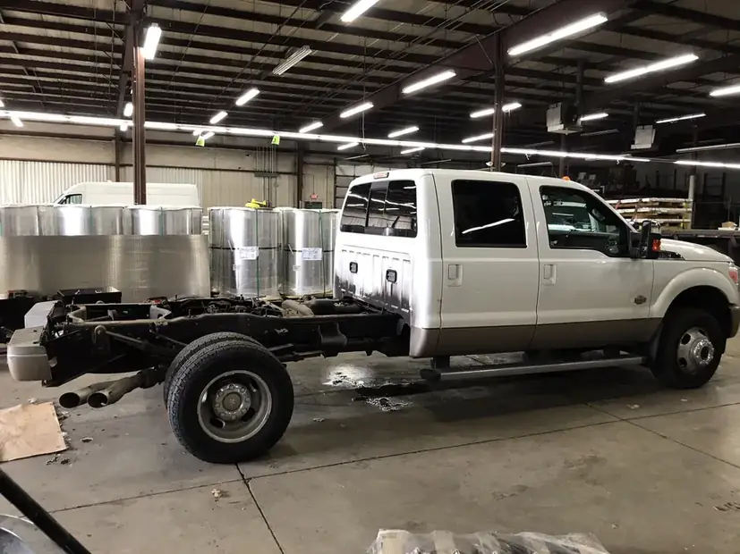 Truck stripped down to the chassis