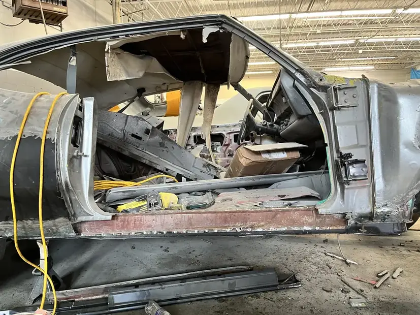 Vehicle stripped back to bare shell inside