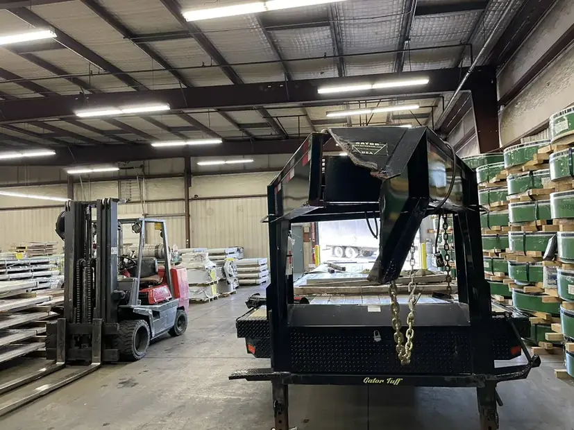 Steel gate and frame assembly in the shop