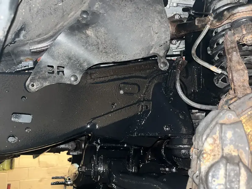 Repaired underbody coated and sealed against road salt