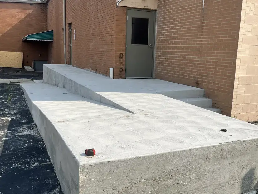 Concrete steps and landing at a commercial property