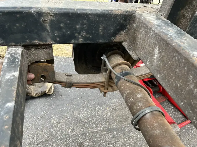 Trailer frame member clamped up for welding