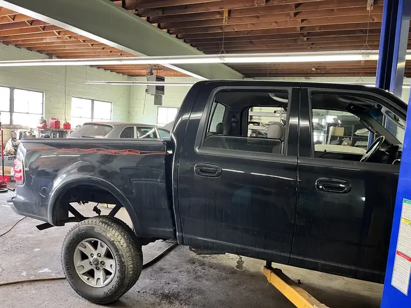 Pickup truck in the shop
